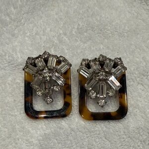 Tortoiseshell and Silver Crystal Earrings